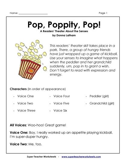 Readers' Theater - Pop, Poppity, Pop! (Readers' Theater) (Printable PDF Worksheet)