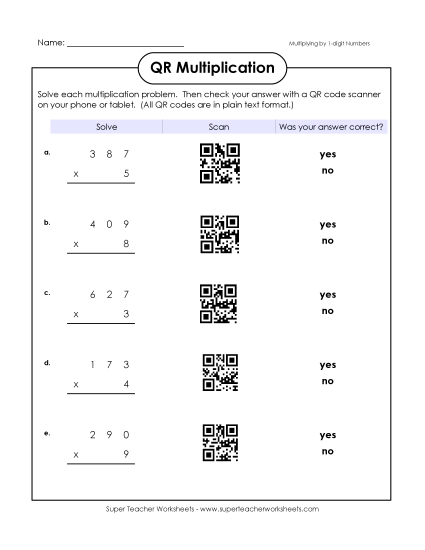 Multiplication - Practice Multiplying (3-Digit by 1-Digit) (Printable PDF Worksheet)