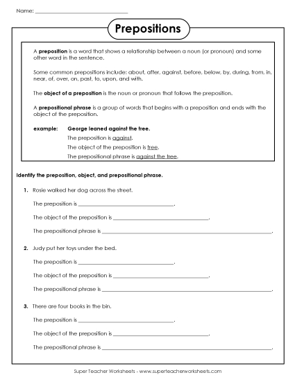 Level: Intermediate - Preposition Activity Worksheet (Printable PDF Worksheet)