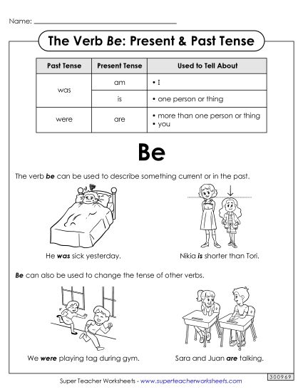 Present & Past Tense - Present & Past Tense Anchor Chart (Printable PDF Worksheet)