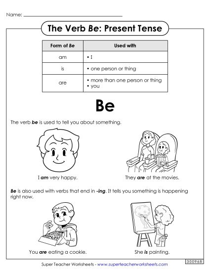 Present Tense - Present Tense Anchor Chart (Printable PDF Worksheet)