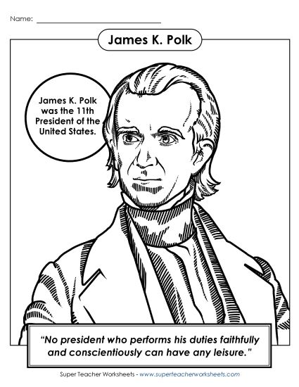 President Coloring Pages - President #11: James K. Polk Coloring Page (Printable PDF Worksheet)