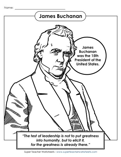 President Coloring Pages - President #15: James Buchanan Coloring Page (Printable PDF Worksheet)