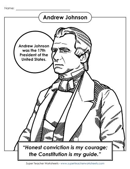 President Coloring Pages - President #17: Andrew Johnson Coloring Page (Printable PDF Worksheet)