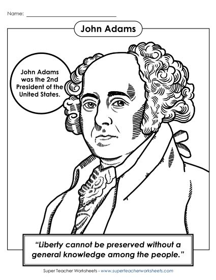 President Coloring Pages - President #2: John Adams Coloring Page (Printable PDF Worksheet)