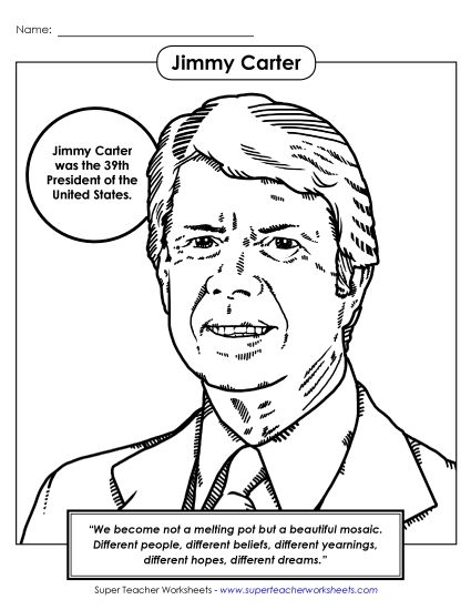 President Coloring Pages - President #39: Jimmy Carter Coloring Page (Printable PDF Worksheet)