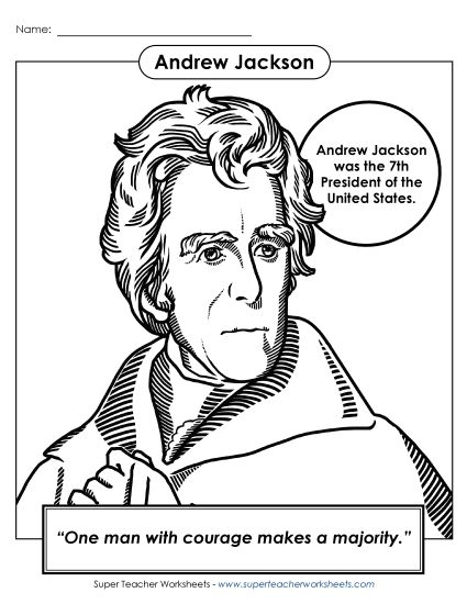 President Coloring Pages - President #7: Andrew Jackson Coloring Page (Printable PDF Worksheet)