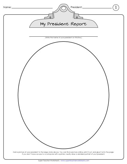 President Report (USA) (Printable PDF Worksheet)