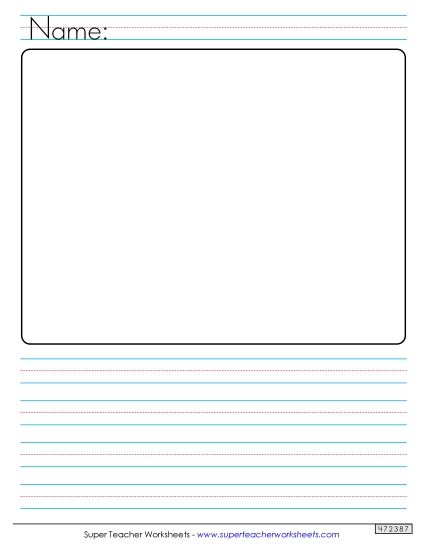 Sample Worksheet Images - Primary Paper with Box for Picture (with Name Line) (Printable PDF Worksheet)