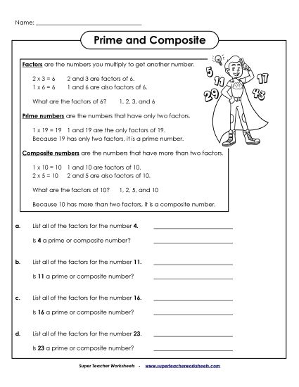 Prime & Composite - Prime vs Composite Numbers (Printable PDF Worksheet)