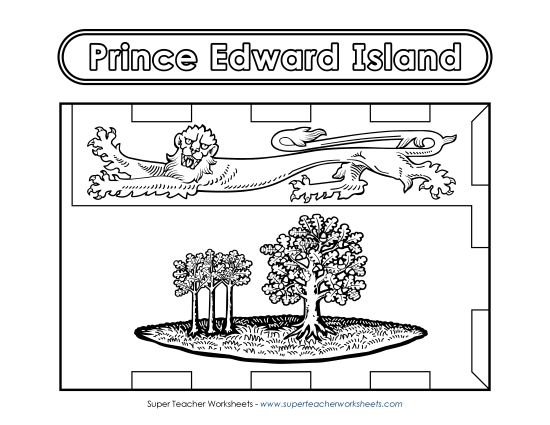 Flag & Coat of Arms - Prince Edward Island Flag (Black & White) (Printable PDF Worksheet)