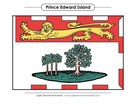 Flag & Coat of Arms - Prince Edward Island Flag (Full Colour) (Printable PDF Worksheet)