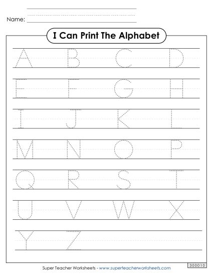 Trace & Print - Printing Practice (Upper Case) (Printable PDF Worksheet)