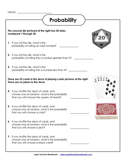 Probability Cards (Intermediate) (Printable PDF Worksheet)
