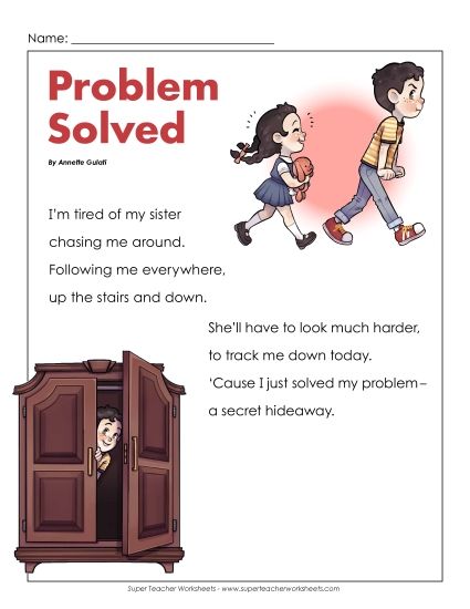 2nd Grade Poems - Problem Solved (Printable PDF Worksheet)