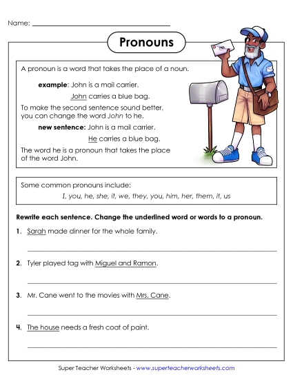 Basic Pronouns - Pronouns (Printable PDF Worksheet)