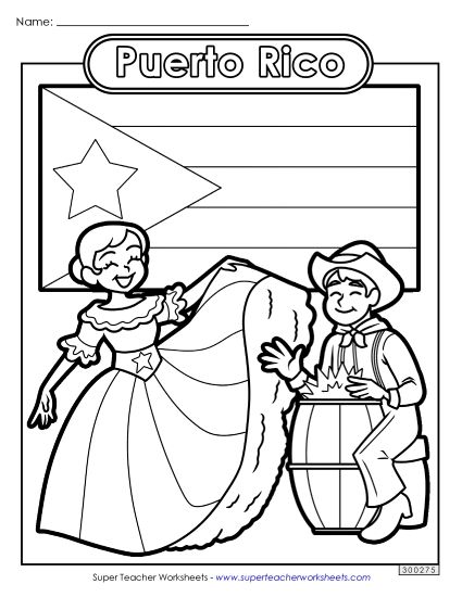 Coloring Pages - Puerto Rico Coloring Page (Printable PDF Worksheet)