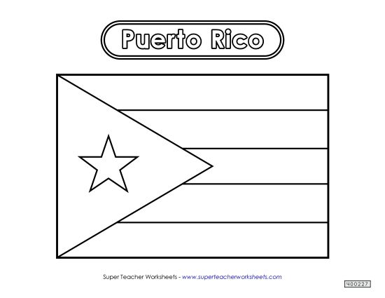 Flag - Puerto Rico Flag (Black & White) (Printable PDF Worksheet)