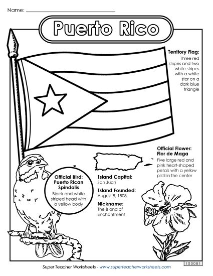 Symbols - Puerto Rico Symbols (Printable PDF Worksheet)