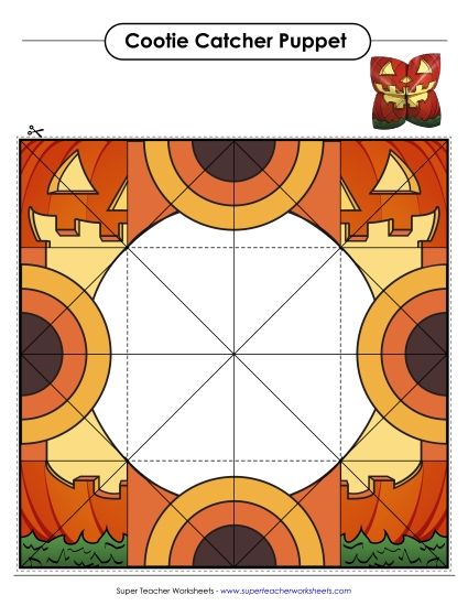 Fortune Tellers Cootie Catchers - Pumpkin Cootie Catcher  (Printable PDF Worksheet)
