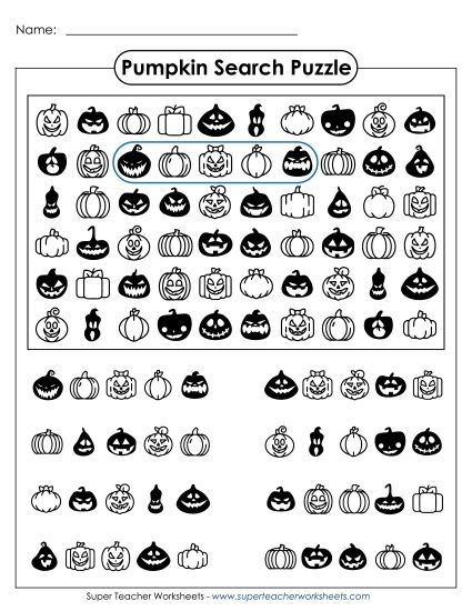 Puzzles - Pumpkin Search Puzzle (Printable PDF Worksheet)