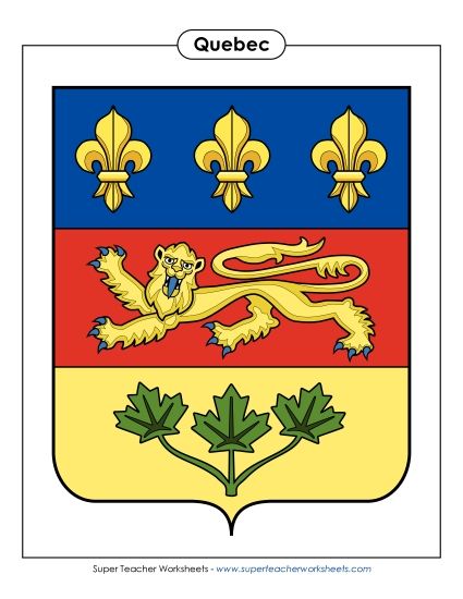 Flag and Coat of Arms - Quebec Escutcheon (Full Colour) (Printable PDF Worksheet)