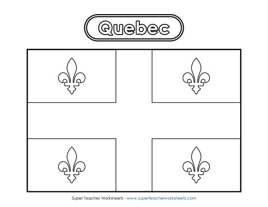 Flag and Coat of Arms - Quebec Flag (Black & White) (Printable PDF Worksheet)