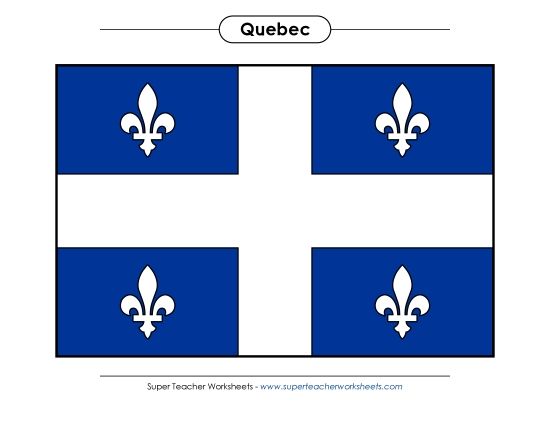 Flag and Coat of Arms - Quebec Flag (Full Colour) (Printable PDF Worksheet)