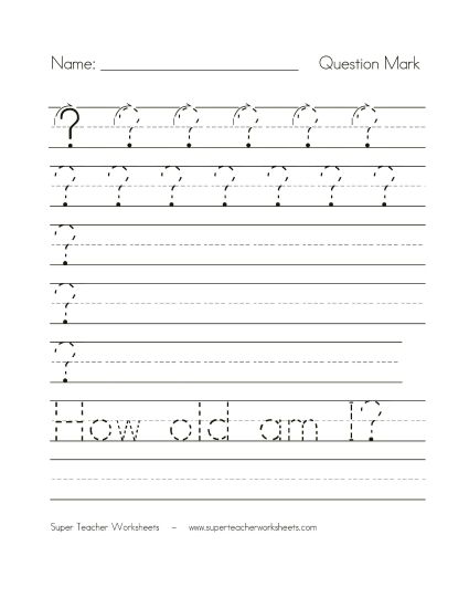 Symbols - Question Mark ? (Printable PDF Worksheet)