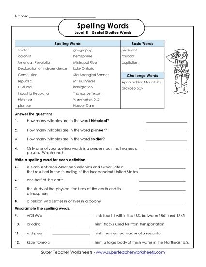 Worksheets and Activities  - Question Worksheet  (Printable PDF Worksheet)