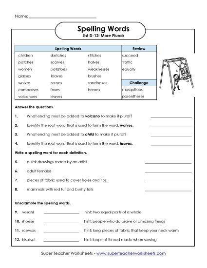 Worksheets - Question Worksheet (D-12) (Printable PDF Worksheet)