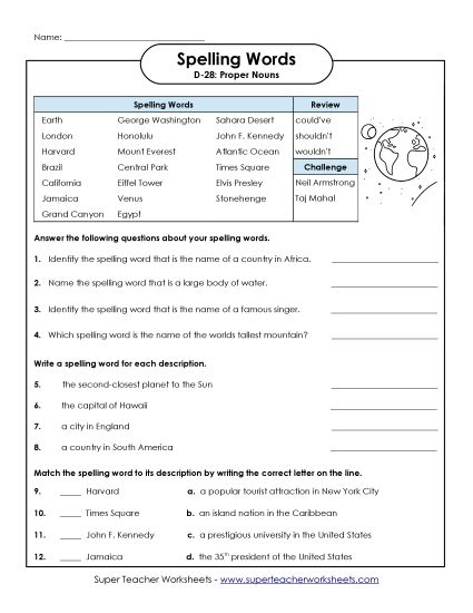 Worksheets - Question Worksheet (D-28)  (Printable PDF Worksheet)