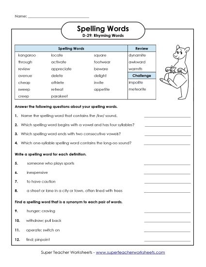 Worksheets - Question Worksheet (D-29)  (Printable PDF Worksheet)