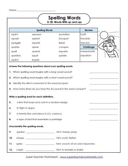 Worksheets - Question Worksheet (D-30) (Printable PDF Worksheet)