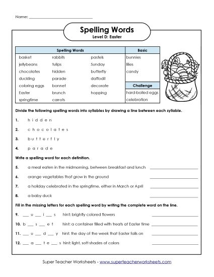 Worksheets - Question Worksheet (D-Easter)  (Printable PDF Worksheet)