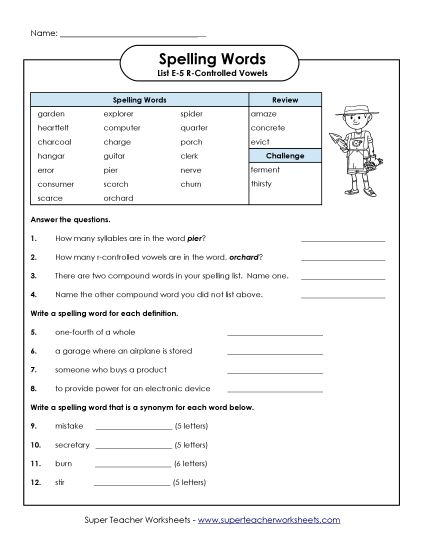 Printable Worksheets - Question Worksheet (E-5) (Printable PDF Worksheet)