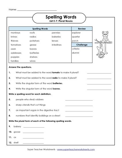 Printable Worksheets - Question Worksheet (E-7) (Printable PDF Worksheet)