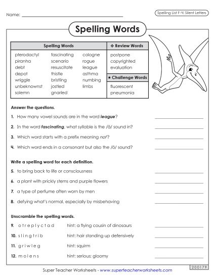 Worksheets and Puzzles - Question Worksheet (F-4) (Printable PDF Worksheet)