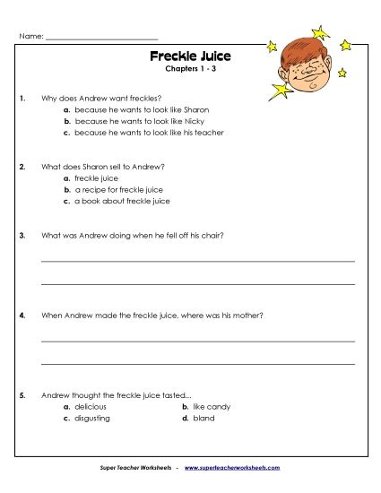 Questions (Chapters 1-3) (Printable PDF Worksheet)