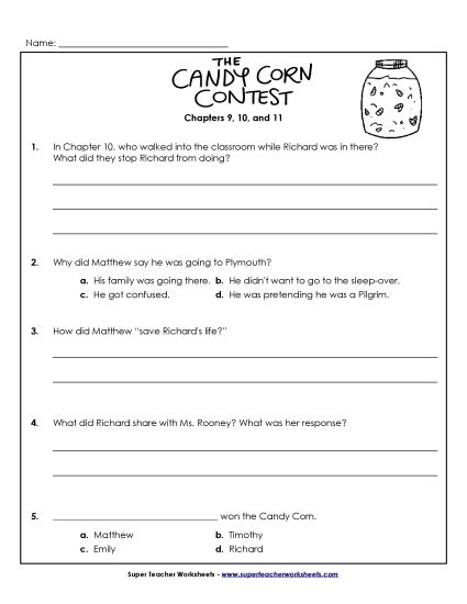 Chapters 9, 10, and 11 - Questions for 9, 10, and 11 (Printable PDF Worksheet)