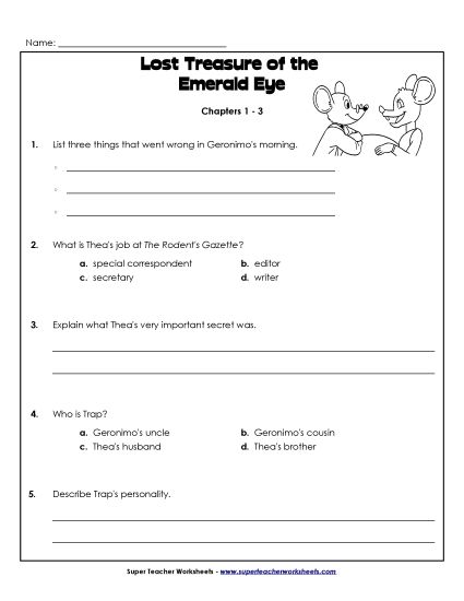 Chapters 1 - 3 - Questions for Chapters 1-3 (Printable PDF Worksheet)