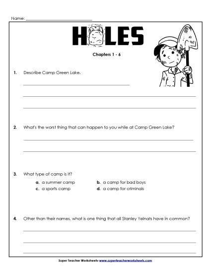 Chapters 1-6 - Questions for Chapters 1-6 (Printable PDF Worksheet)