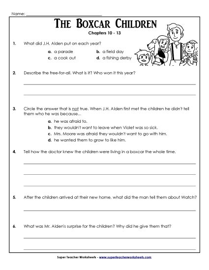 Chapters 10-12 - Questions for Chapters 10-13 (Printable PDF Worksheet)