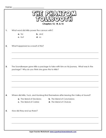 Chapters 13 - 15 - Questions for Chapters 13 - 15 (Printable PDF Worksheet)
