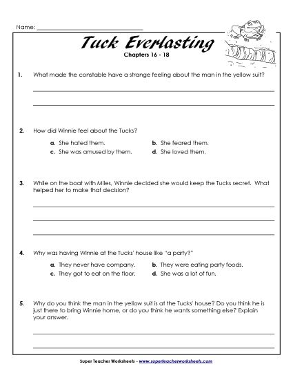 Chapters 16 through 18 - Questions for Chapters 16-18 (Printable PDF Worksheet)