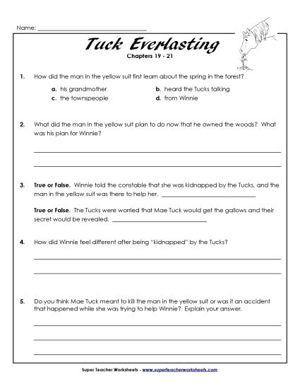 Chapters 19 through 21 - Questions for Chapters 19-21 (Printable PDF Worksheet)