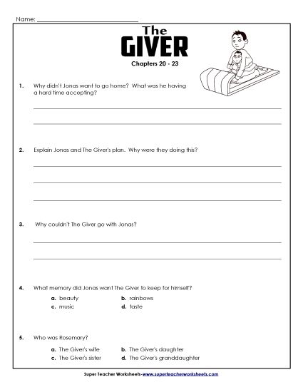Chapters 20-23 - Questions for Chapters 20-23 (Printable PDF Worksheet)