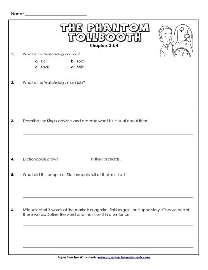 Chapters 3 & 4 - Questions for Chapters 3 & 4 (Printable PDF Worksheet)