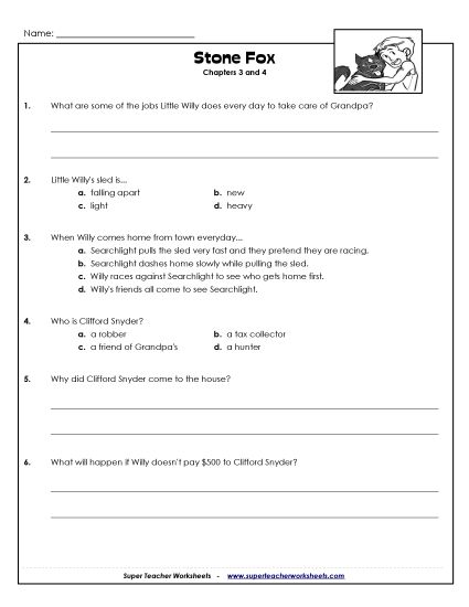 Chapters 3 & 4 - Questions for Chapters 3 & 4 (Printable PDF Worksheet)