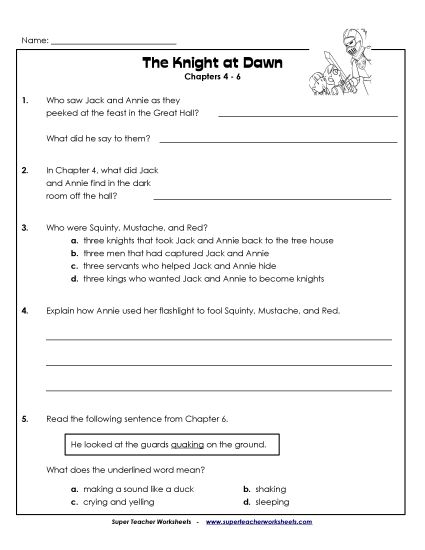 Chapters 4-6 - Questions for Chapters 4 - 6 (Printable PDF Worksheet)